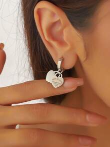 1 par de pendientes con forma de corazón de acero inoxidable y titanio, chapados en oro, adecuados para uso diario - Oro 1 - Ver 2