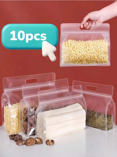 5/10pcs Reusable Silicone Food Storage Bags, Suitable For Nuts, Grains, Vegetables, Fruits And Snacks, Kitchen Storage Bags, Food Bags, Travel Vacuum Seal Bags, Refrigerator Fresh Keeping Bags, Resealable Transparent Party Gift Bags, Suitable For Travel And Home Kitchen, Packaging Bags, Storage Bags, Clear Bags, Reusable