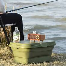 1 pieza Cesta de picnic para exteriores, caja de almacenamiento plegable multifuncional: diseño portátil de gran capacidad + tapa a prueba de polvo, organizador de aperitivos/frutas, cesta de utilidad portátil para el hogar y exteriores, cubo de pesca plegable gris, cubo de trapeador plegable multifuncional | Cubo de almacenamiento | Cubo de pesca | Para exteriores, diseño compacto adecuado para el hogar y el camping, accesorio de mesa de picnic - Multicolor - Ver 3