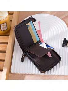 Leather Men's Wallet Luxury Men Purse Male Zipper Card Holders With Coin Pocket Rfid Wallets Gifts For Men Money Bag - Black - View 3