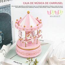 Caja De MúSica CláSica Accionada A Mano, Regalo De CumpleañOs Creativo Y RomáNtico Para Parejas, Elegante DecoracióN De Escritorio, Caja De MúSica De Carrusel Giratorio A Cuerda, Ornamento Musical Con TemáTica De Caballos Blanco-Rosa-Rojo-Azul, Caja De MúSica Decorativa Para DecoracióN De PasteleríA Y Ocasiones De Regalo, Caja De MúSica Giratoria - rosa - Ver 5