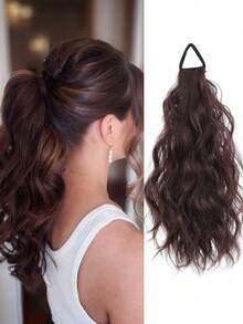 18-Inch High Crown Elastic Band Style High Ponytail Wig For Women, Real Hair Texture, Curly Ponytail Wig, Natural And Fluffy Ponytail, Easy-To-Style Wig, Suitable For Daily Wear - Multicolor - View 23