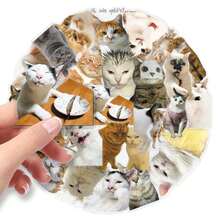 50张透明逼真猫咪贴纸，趣味可爱宠物手机壳贴纸 - 彩色 - 查看 5