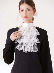 1 pieza Cuello de volantes de encaje vintage, Cuello de volantes barroco, Accesorio de cuello de encaje gótico - Multicolor - Ver 3