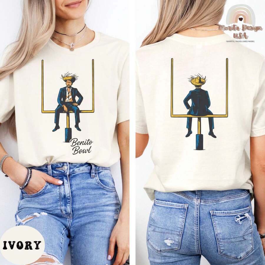 _Comfort Bunny Bowl Football Shirt Latin Music Halftime Vib Tee Puerto Rico Fan Graphic Game Day Unisex Gift Big G"Summer Shirts, Women's Tops, Women's T-Shirts - trắng - Xem 1