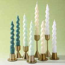 Bộ 2 nến thơm hình xoắn ốc dài 18CM (7.08in), làm thủ công từ sáp đậu nành tự nhiên, không khói và cháy lâu, kiểu dáng lãng mạn châu Âu, lý tưởng cho trang trí nhà cửa, bày biện bàn ăn, tạo không khí ấm cúng cho bữa tối dưới ánh nến, trang trí đám cưới, tiệc tùng, tiệc chiêu đãi, quà tặng trị liệu bằng hương thơm, quà tặng unisex. Cũng thích hợp cho dã ngoại ngoài trời và chiếu sáng khẩn cấp (có nhiều màu sắc). - A - Xem 5