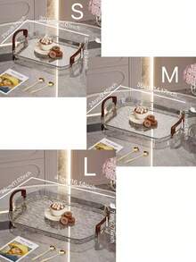 1pc Oval PET Serving Tray, Suitable For Kitchen, Dining Table, Ramadan - Grey - View 6