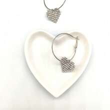 1pc Ceramic Heart Shaped Jewelry Tray, White Jewelry Display Holder, Heart Ring Holder, Jewelry Storage, For Earrings, Necklaces, Rings, Bracelets, Dresser, Bedroom Nightstand, Home Decor, New Year Gift, Gift, Gift Back To School - Multicolor - View 9