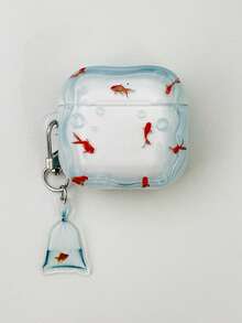 Lucky Koi Fish Earphone Case, With Pendant, Compatible With Apple 1/2/3/4/Pro/Pro2/Pro3 Protective Case, Slim-Fit Earphone Cover, Anti-Drop Earphone Protective Case - Clear - View 11