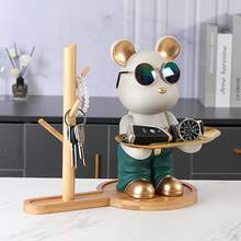 トッパー キー収納 ブルドッグ ディッシュ 貯金箱 コインボックス 3 in 1 面白い犬の装飾 誕生日プレゼント 男性用 トッパー デスクトップ 便利な収納 ドアの装飾 キーホルダー メガネ/ポーチのハンモック/スタンプ/リモコン/化粧品/キャンディーなどの小物収納 樹脂製 彫刻装飾 友人 恋人 誕生日 クリスマスギフト 最高のギフト - ベアトレイ 520メートル グリーン - チェックする 4