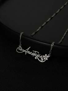 Elegant, Versatile, Fashionable, Luxurious, Simple And Noble, Youthful Beautiful Sexy Gold Petal Personalized Name Text Necklace, Birthday Gift, Customized Jewelry, Anniversary Gift, Customized Accessories, Gift For Friends, Family, Lover, Travel Outfit Silver Stylish,Fall Fashion,Casual,Contracted,Simple Custom,Personalized,Unique Ideal Gifts For Her Girlfriend,Mom,Family,Friends,Daughter,Her,Grandparents For Anniversaries,For Birthdays,For Daily Wear,For Prom,For Mother's Day,For Valentine's Day,For Graduation,For Weddings,Black,Silver,Gold,Stylish,Colorful,Vintage,Simple,Unisex,Casual,Cuties,Custom,Personalized,Unique,Ideal Gifts For Him,Ideal Gifts For Her,Her,Boyfriend,Girlfriend,Dad,Mom,Family,Friends,For Anniversaries,For Birthdays,For Graduation,For Prom,For Party - Nhiều màu - Xem 5