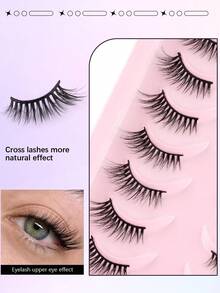 Mkhlina 7 Pairs Half-Strip Striped False Eyelashes, Natural & Charming Cat Eye Extended False Lashes, Suitable For Daily Makeup, 3/4 Corner Lashes Reusable - Cat eye Lashes - View 3