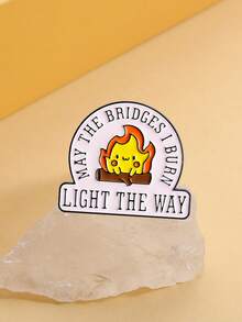 1Pc May The Bridges I Burn Light The Way Enamel Pins Campfire Brooches Lapel Badges Cute Cartoon Jewelry Gift For Friends - Multicolor - View 6