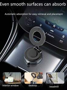 Giá đỡ điện thoại từ tính xoay 360°, có thể gập lại và kéo dài, chất liệu ABS, không chống nước, thích hợp sử dụng trong xe hơi/phòng tắm/du lịch/phòng tập thể dục/bề mặt gương nhẵn, giá đỡ điện thoại, phụ kiện xe hơi. - A - Xem 3