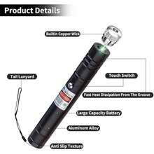 Luz verde con carcasa azul, recargable, ideal para presentaciones en pantalla de TV. Luz de largo alcance para acampar y hacer senderismo. - Blanco - Ver 2