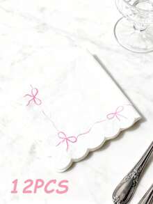 30pcs 13"X13" Party Disposable Napkins With Butterfly Lace Edge - Elegant Fan-Shaped Design, Paper Material, Sweet Girly Style Suitable For Birthday Party, Afternoon Tea, Girls' Gathering And Daily Use - Multicolor - View 26