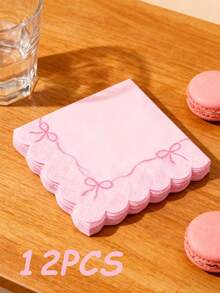 30pcs 13"X13" Party Disposable Napkins With Butterfly Lace Edge - Elegant Fan-Shaped Design, Paper Material, Sweet Girly Style Suitable For Birthday Party, Afternoon Tea, Girls' Gathering And Daily Use - Multicolor - View 23