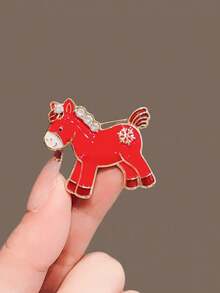 1枚可爱马形锌合金胸针，四季皆宜 - 彩色 - 查看 2