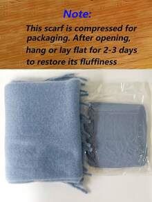 1pc Women's Fluffy Long Solid Color Scarf, Warm Neck Wrap For Winter, Light Blue Oversized Thick Shawl Scarf With Tassels, Thick Knitted Tassel Shawl - Baby Blue - View 6