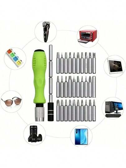 32 Piece Precision Screwdriver Tool Set, Magnetic Anti-Slip Handle Mini Repair Kit With Adjustable Extension Rod, Rust-Resistant Screwdriver Accessories In Plastic Case, Ideal For Electronics, Laptops, PCs, Mobile Phones, Watches & Cameras