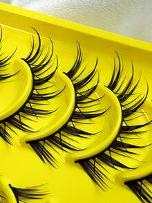 6 pares de pestañas postizas de zorro con efecto húmedo, pestañas falsas de anime para cosplay, pestañas dramáticas con efecto húmedo, extensiones de pestañas, herramienta de maquillaje, tiras de pestañas - Negro - Ver 4