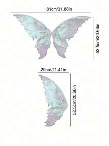 1件/套仙女蝴蝶翅膀，嘉年华派对表演道具，闪亮蝴蝶翅膀婚纱天使翅膀女士嘉年华服装配饰，彩色翅膀 - 彩色 - 查看 9