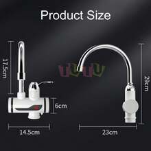 Grifo de calefacción, calentador de agua eléctrico de cocina, calentador de agua todo en uno, calentador de agua instantáneo, calentador de agua eléctrico para ducha, calentador de agua instantáneo con grifo de agua fría y caliente, grifo calentador de agua eléctrico sin tanque instantáneo de 110 V, grifo de calentamiento rápido, grifo de agua caliente giratorio de 360°, temperatura ajustable, visualización de temperatura en pantalla, fácil de instalar, adecuado para baño, cocina, grifo de casa, balcón, fregadero de RV, para lavar platos y verduras (blanco) - Blanco - Ver 3