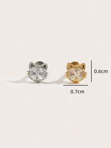 1pc Elegant Diamond Owl Stud Earrings, Suitable For Women's Daily Wear - Cat - View 5
