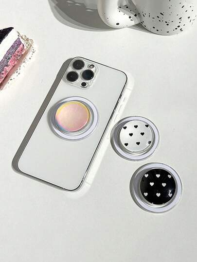 1pc Crystal Ball Glass Magnetic Detachable Phone Stand Holder With Heart Flower Design For Watching Videos