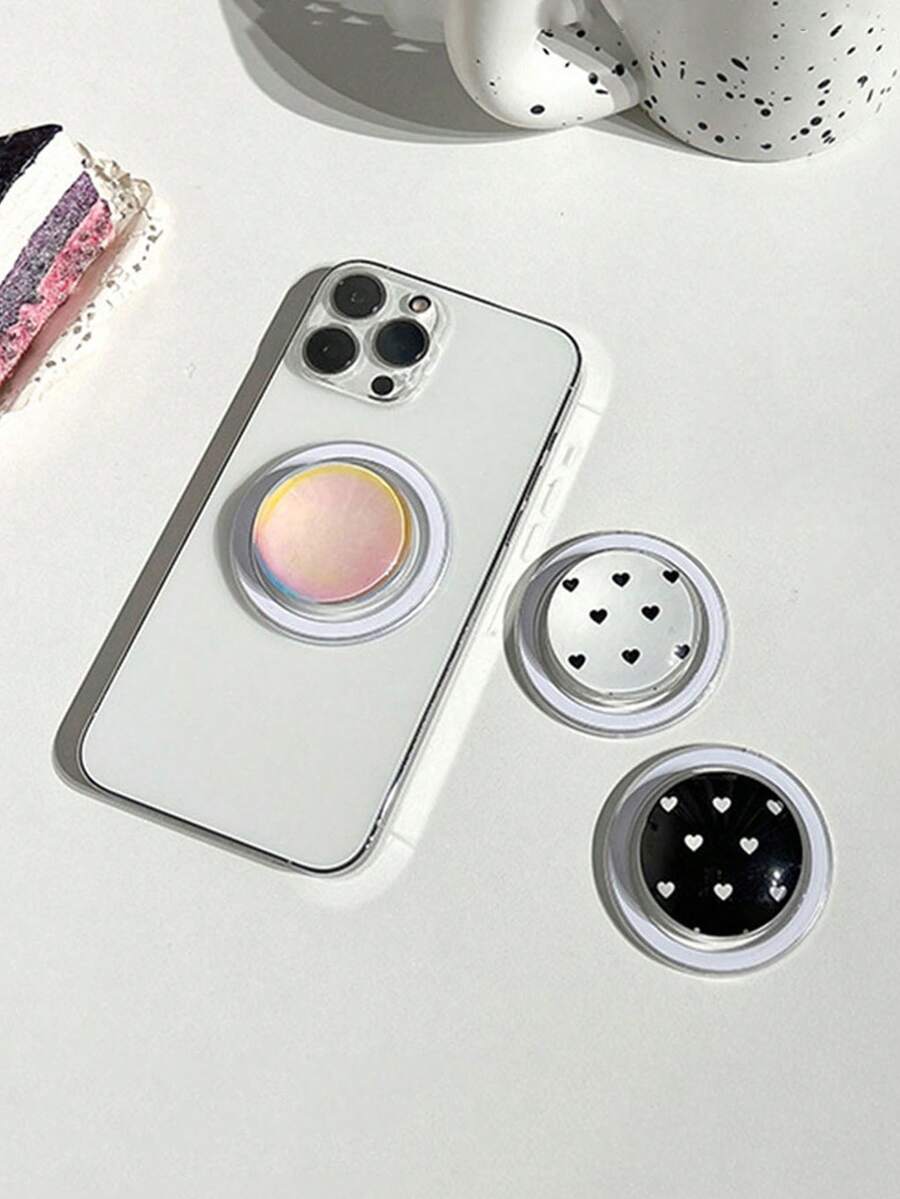 1pc Crystal Ball Glass Magnetic Detachable Phone Stand Holder With Heart Flower Design For Watching Videos - Multicolor - View 1