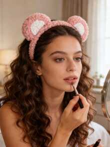 1pc Cute Party Headband With Elegant Plush Bear Ears - Multicolor - View 7