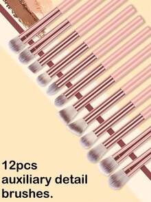 18pcs/3pcs/1pc Complete Makeup Brush Set Includes 12 Soft Brushes Such As Contour Brush, Highlighter Brush, Foundation Brush, Nose Shadow Brush, Eyeshadow Brush, Eyebrow Brush, Lip Brush, And Detail Brush, Plus 3 Liquid Makeup Eggs And 3 Triangular Powder Puffs, Suitable For Beginners, Professional Makeup Artists, And Novice Beauty Practice - Pink - View 5