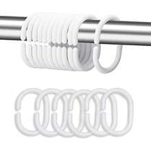 Plastic Shower Curtain Rings Hooks For Bathroom Shower Window Rod 24 Pack White - White - View 2