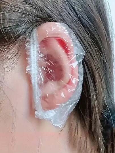 100pcs/Pack Disposable Plastic Waterproof Ear Cover, Shower Bathing Hair Salon Ear Protector, One-Time Use Ear Cover Hair Dye Tool