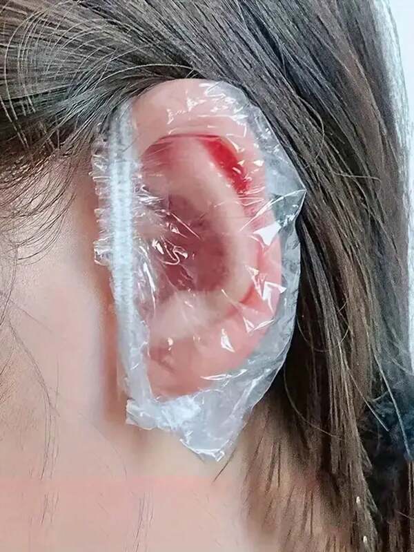 100pcs/Pack Disposable Plastic Waterproof Ear Cover, Shower Bathing Hair Salon Ear Protector, One-Time Use Ear Cover Hair Dye Tool