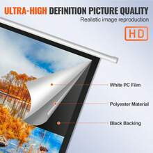 Manual Pull Down Projector Screen, 100 Inch 16:9 4K 1080 HD Retractable Projector Screen, Auto-Locking Portable Projection Screen, Portable Projector Movie Screen For Family Home Office Theater - Manual Pull-down 100 Inch - View 3