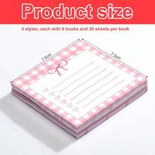 1/4/8 Pcs Butterfly Shaped Sticky Notes, 30/120/240 Sheets Per Book, Cute Pink Heart Bow Design With Bookmark, Suitable For School, Office, Diary, Party Gifts, High Quality Paper, Office Supplies - Multicolor - View 2