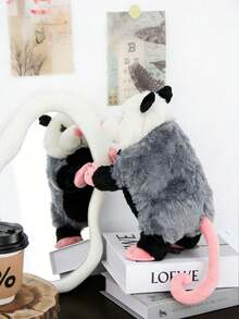 20厘米/7.87英寸可爱毛绒负鼠玩偶，柔软舒适，适合儿童、成人、动物爱好者，是圣诞节、万圣节、生日、周年纪念日、儿童节、新年礼物、圣诞袜填充物的理想之选。 - 灰色 - 查看 2