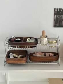 1个优雅复古胡桃木桌面收纳盒，优质实木首饰展示托盘，时尚玄关钥匙及杂物收纳架，女士适用，旅行必备品完美收纳方案，返校宿舍整理收纳好帮手，圣诞节、感恩节、新年和情人节的理想礼物 - 棕色 - 查看 8