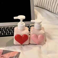 Pink Heart-Shaped Pump Bottle Hand Wash, Body Wash, Shampoo, Lotion, Makeup Remover, Cosmetics, Suitable Home Or Travel Use.Red Heart-Shaped Valentines Day And Wedding Favor, Bathroom Soap Dispenser, Travel Squeeze Bottle, Portable Squeeze Bottle - Multicolor - View 1