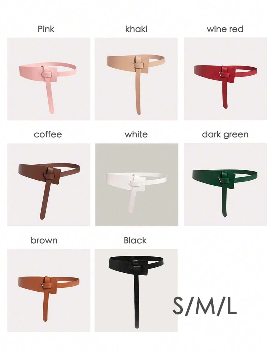 1pc Women's Versatile Waist Belt, Soft & Fashionable Knotted Wide Waist Cincher For Coats & Dresses - Diagonal Knot Waist Belt - View 1