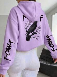 Damen Lässiger, weiter Kapuzenpullover, modisch und bequem, minimalistisch - Mauve - Übersicht 10