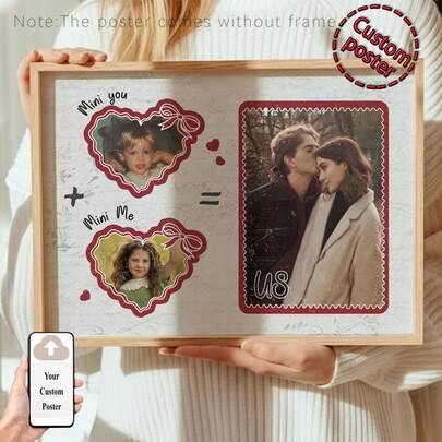 1pc Personalized Valentines Gifts For Boyfriend Custom Poster , Custom Photo Canvas Anniversary Gift For Him Her,Personalized Wall Art, Room Decoration Stuff, Room Stuff,Optional Frame