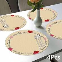 2pcs/4pcs/6pcs Red Heart Shaped Silicone Placemats, Valentine's Day Style Pattern, Holiday Gift, Decorations, Suitable For Dining Table, Coffee Bar, All Season, Washable, Tabletop Decor, Coasters, Draining Mats, Kitchen Dining Mats, Indoor/Outdoor Party Decorations, Home Decor, Ideal Gift - Multicolor - View 14