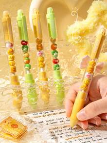 2 PCS Diy String Erasable Neutral Pen, Black Quick Drying Smooth And High Aesthetic Ballpoint Pen - Multicolor - View 4