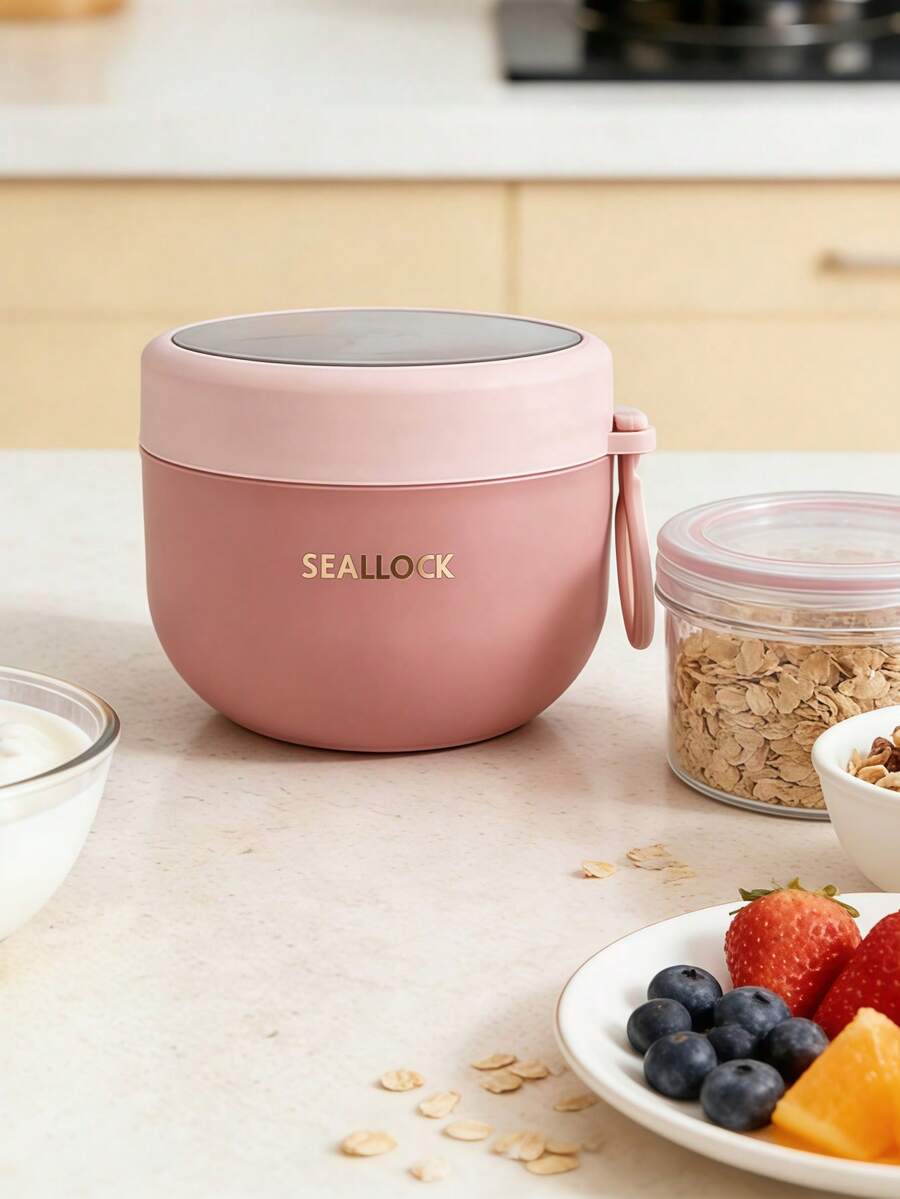 Oatmeal Cup With Lid And Plastic Spoon Portable Plastic Yogurt Cup, Also Suitable For Oatmeal, Milk, Fruit Salad, Lunch Items And Soup