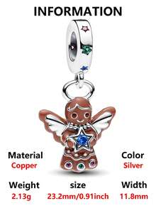 1pc Fashionable & Charming Valentine's Day Limited Edition Series Snowflake, Angel, Wreath, Bell Bead Pendant Versatile DIY Bracelet Necklace Gift For Lover - Multicolor - View 13