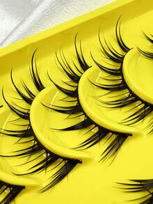 6 pares de pestañas postizas de zorro con efecto húmedo, pestañas falsas de anime para cosplay, pestañas dramáticas con efecto húmedo, extensiones de pestañas, herramienta de maquillaje, tiras de pestañas - Negro - Ver 7