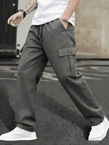 Men's Practical Cargo Pants, Suitable For Outdoor Travel. This Utility Pants Feature Multi-Pocket Design, Combining Campus Style. It's An Excellent Gift For Boyfriend Or Husband. - Grey - View 7