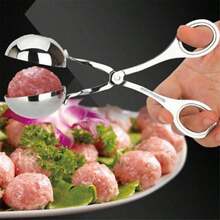 Stainless Steel Meat Baller Ball Maker Meatball Scoop None-Stick Baller Tongs Meat Ball Maker Mold Cake Pop,Ice Tongs,Meatball Maker Tool For Kitchen Cooking - Bạc - Xem 1